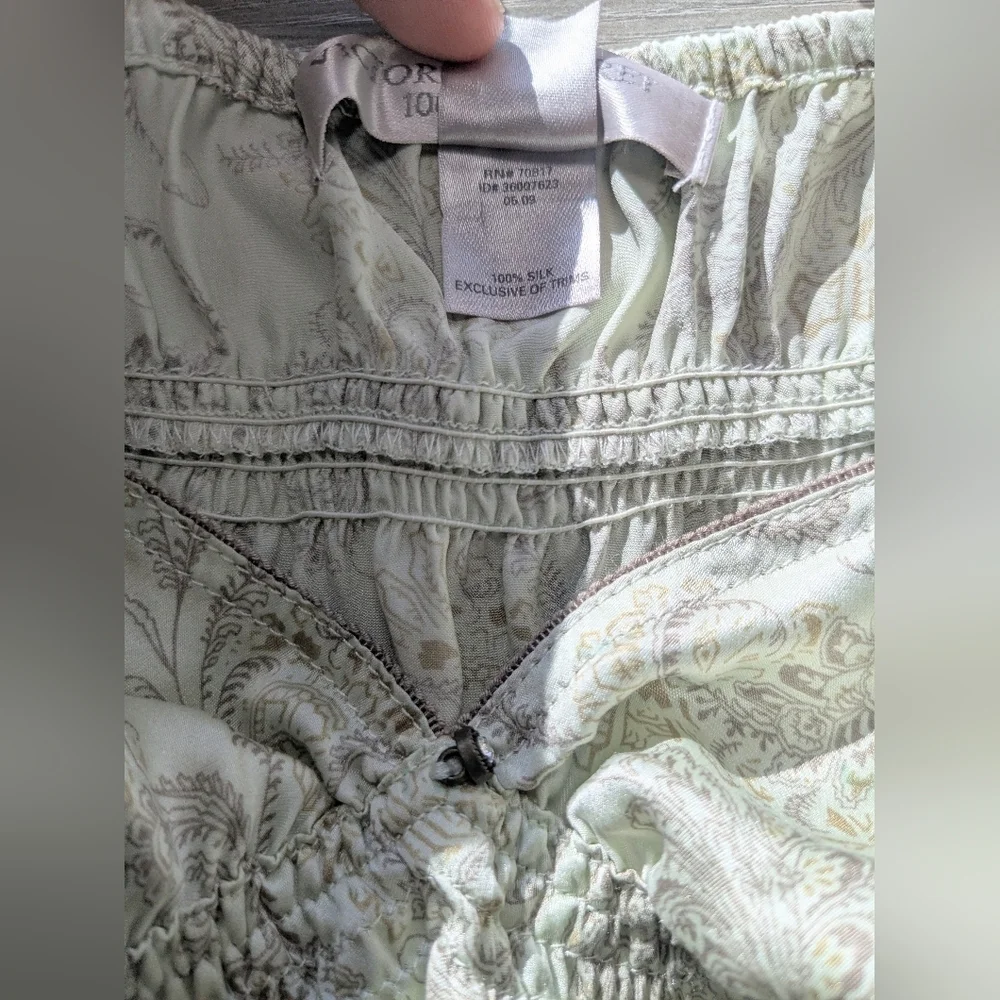 Victoria's Secret Vintage Green Paisley Floral 100% Silk Mini Slip Dress SM